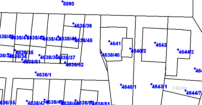 Parcela st. 4638/46 v KÚ Plzeň, Katastrální mapa