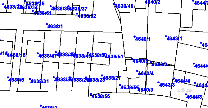 Parcela st. 4638/51 v KÚ Plzeň, Katastrální mapa