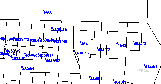Parcela st. 4641 v KÚ Plzeň, Katastrální mapa