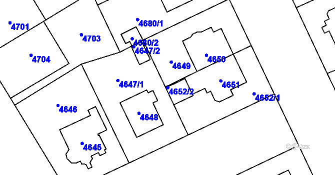 Parcela st. 4652/2 v KÚ Plzeň, Katastrální mapa