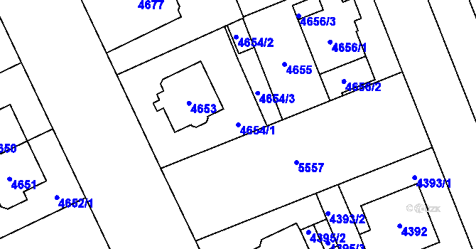 Parcela st. 4654/1 v KÚ Plzeň, Katastrální mapa