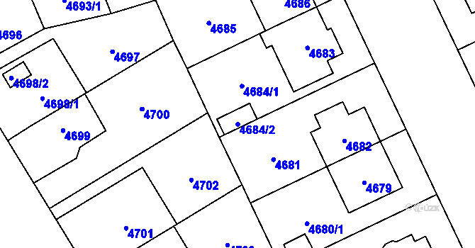 Parcela st. 4684/2 v KÚ Plzeň, Katastrální mapa
