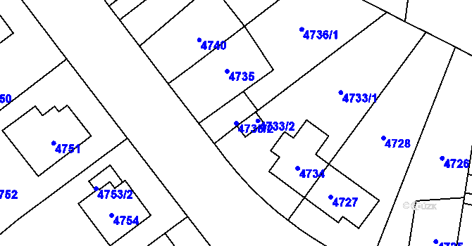 Parcela st. 4736/2 v KÚ Plzeň, Katastrální mapa