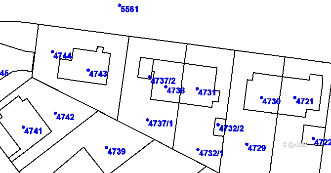 Parcela st. 4738 v KÚ Plzeň, Katastrální mapa
