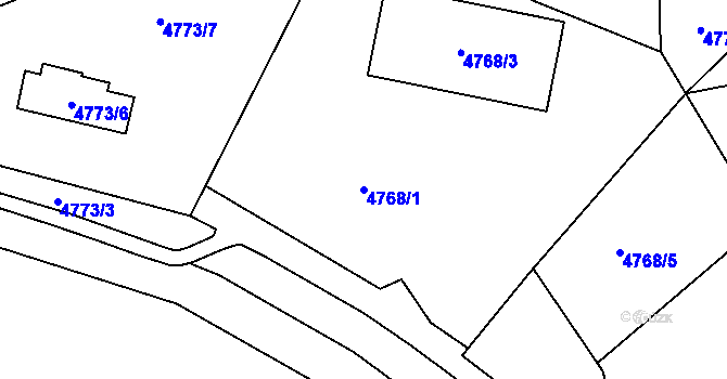 Parcela st. 4768/1 v KÚ Plzeň, Katastrální mapa