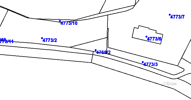 Parcela st. 4768/2 v KÚ Plzeň, Katastrální mapa