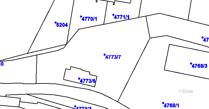 Parcela st. 4773/7 v KÚ Plzeň, Katastrální mapa