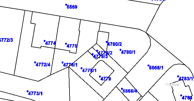 Parcela st. 4778/2 v KÚ Plzeň, Katastrální mapa