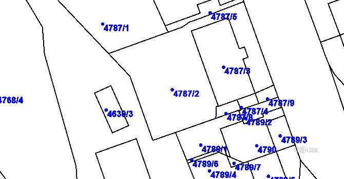Parcela st. 4787/2 v KÚ Plzeň, Katastrální mapa