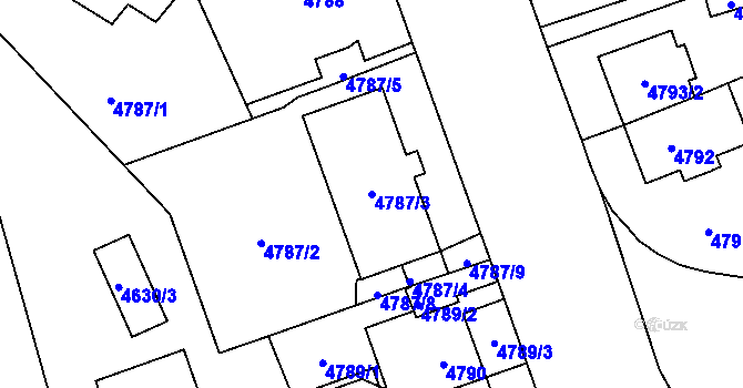 Parcela st. 4787/3 v KÚ Plzeň, Katastrální mapa
