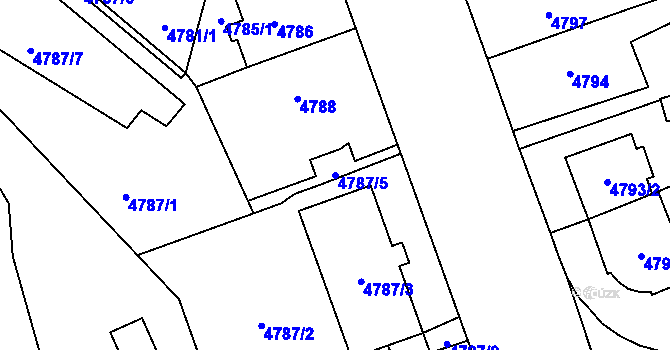 Parcela st. 4787/5 v KÚ Plzeň, Katastrální mapa