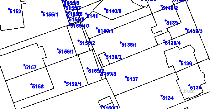 Parcela st. 5138/2 v KÚ Plzeň, Katastrální mapa