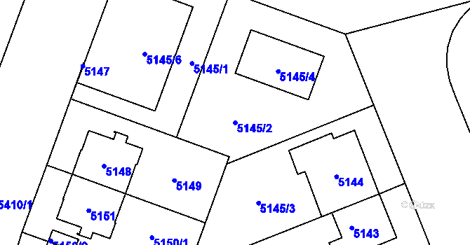 Parcela st. 5145/2 v KÚ Plzeň, Katastrální mapa