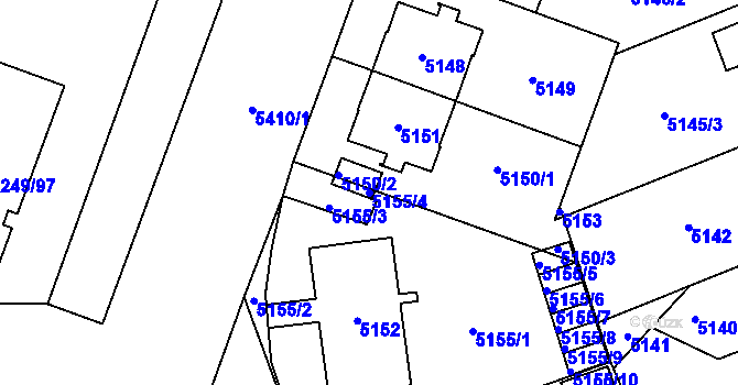 Parcela st. 5155/4 v KÚ Plzeň, Katastrální mapa