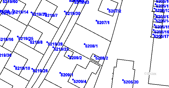 Parcela st. 5208/1 v KÚ Plzeň, Katastrální mapa
