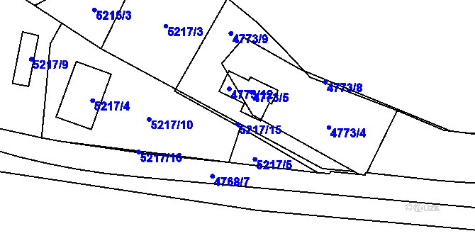 Parcela st. 5217/15 v KÚ Plzeň, Katastrální mapa