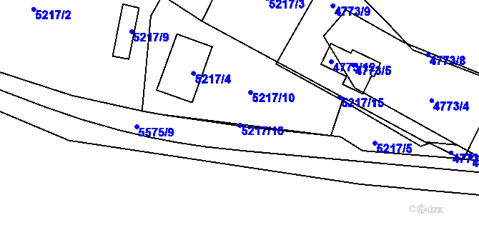 Parcela st. 5217/16 v KÚ Plzeň, Katastrální mapa
