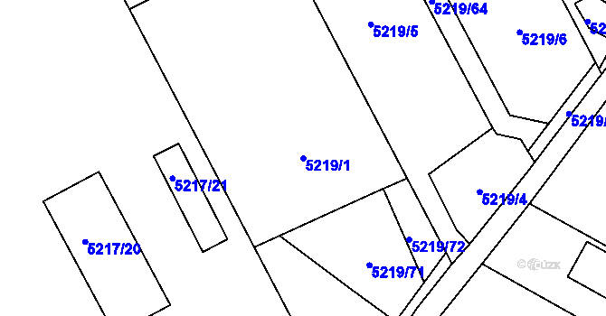 Parcela st. 5219/1 v KÚ Plzeň, Katastrální mapa