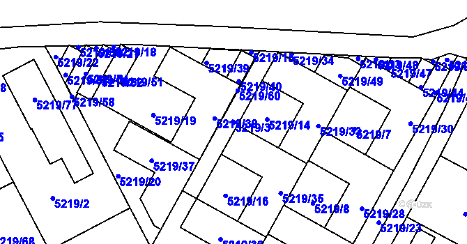 Parcela st. 5219/3 v KÚ Plzeň, Katastrální mapa