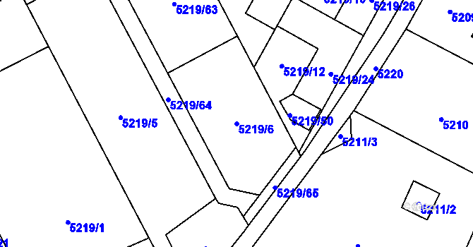 Parcela st. 5219/6 v KÚ Plzeň, Katastrální mapa