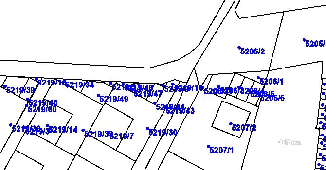 Parcela st. 5219/9 v KÚ Plzeň, Katastrální mapa