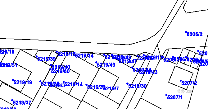 Parcela st. 5219/13 v KÚ Plzeň, Katastrální mapa