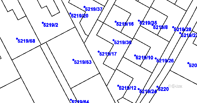 Parcela st. 5219/17 v KÚ Plzeň, Katastrální mapa
