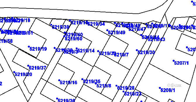 Parcela st. 5219/33 v KÚ Plzeň, Katastrální mapa