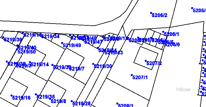 Parcela st. 5219/41 v KÚ Plzeň, Katastrální mapa