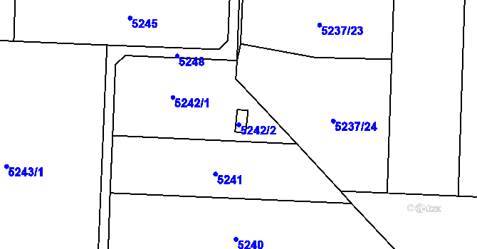 Parcela st. 5242/2 v KÚ Plzeň, Katastrální mapa