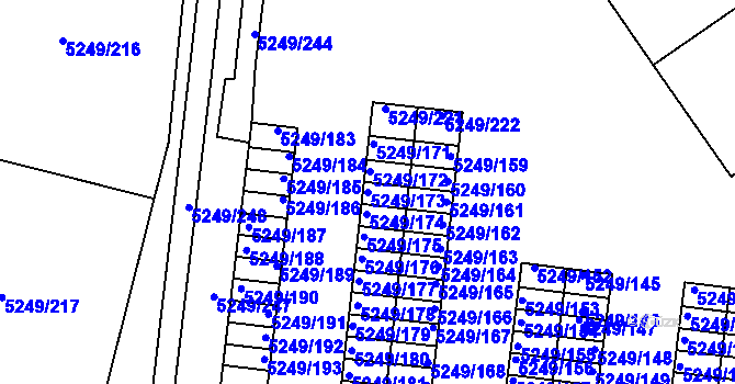 Parcela st. 5249/173 v KÚ Plzeň, Katastrální mapa