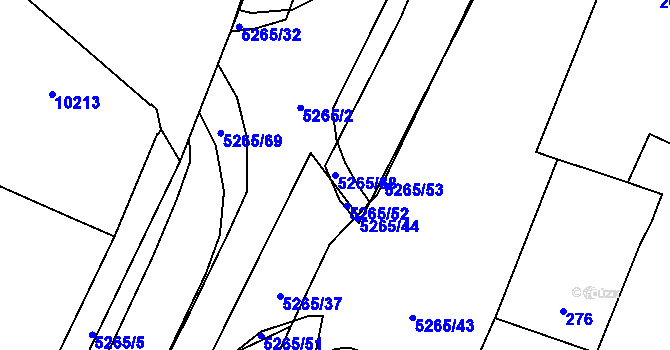 Parcela st. 5265/38 v KÚ Plzeň, Katastrální mapa