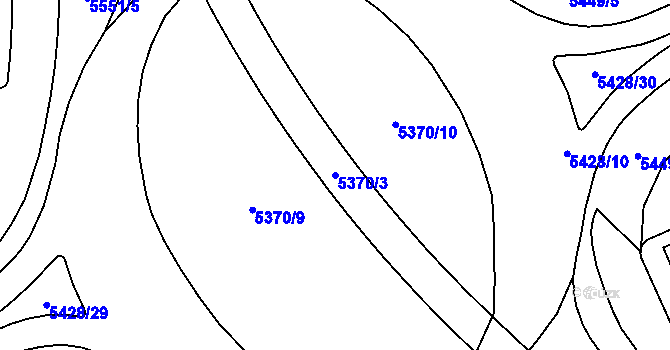 Parcela st. 5370/3 v KÚ Plzeň, Katastrální mapa