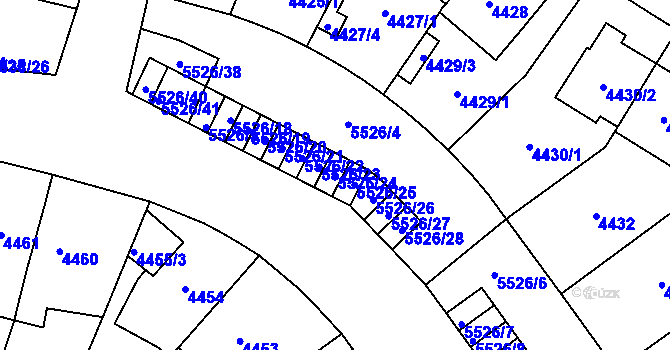 Parcela st. 5526/24 v KÚ Plzeň, Katastrální mapa
