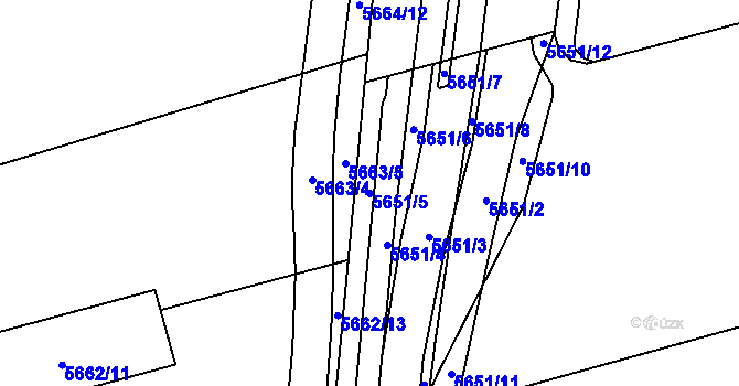 Parcela st. 5651/5 v KÚ Plzeň, Katastrální mapa