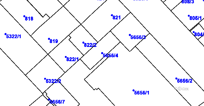 Parcela st. 5656/4 v KÚ Plzeň, Katastrální mapa