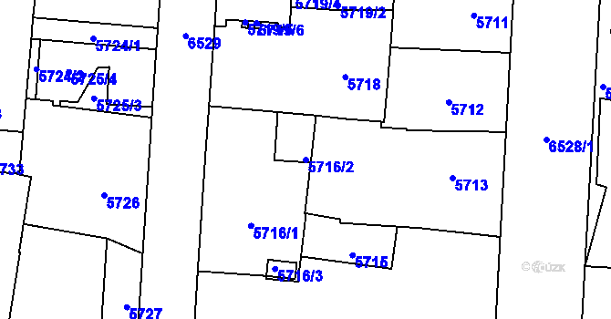 Parcela st. 5716/2 v KÚ Plzeň, Katastrální mapa