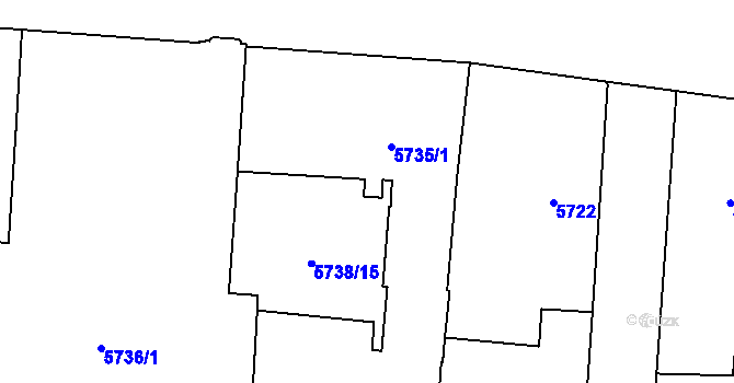 Parcela st. 5735/2 v KÚ Plzeň, Katastrální mapa
