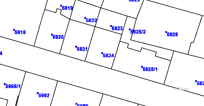 Parcela st. 5824 v KÚ Plzeň, Katastrální mapa