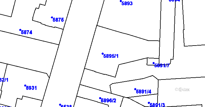 Parcela st. 5895/1 v KÚ Plzeň, Katastrální mapa