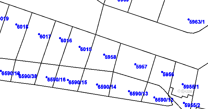 Parcela st. 5958 v KÚ Plzeň, Katastrální mapa