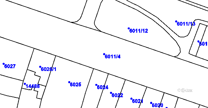 Parcela st. 6011/4 v KÚ Plzeň, Katastrální mapa