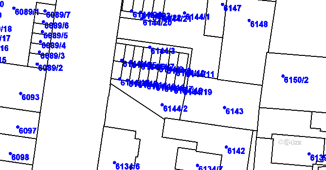 Parcela st. 6144/17 v KÚ Plzeň, Katastrální mapa