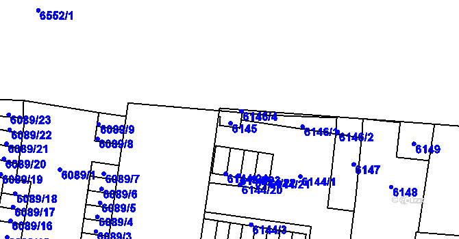 Parcela st. 6145 v KÚ Plzeň, Katastrální mapa