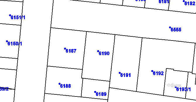 Parcela st. 6190 v KÚ Plzeň, Katastrální mapa