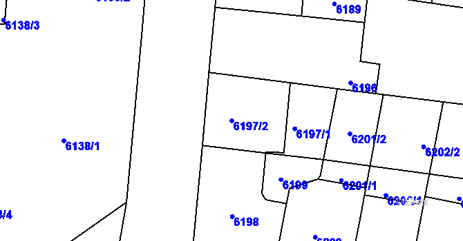 Parcela st. 6197/2 v KÚ Plzeň, Katastrální mapa