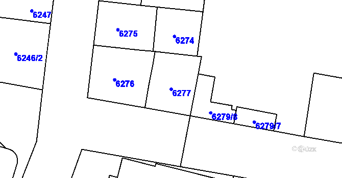 Parcela st. 6277 v KÚ Plzeň, Katastrální mapa