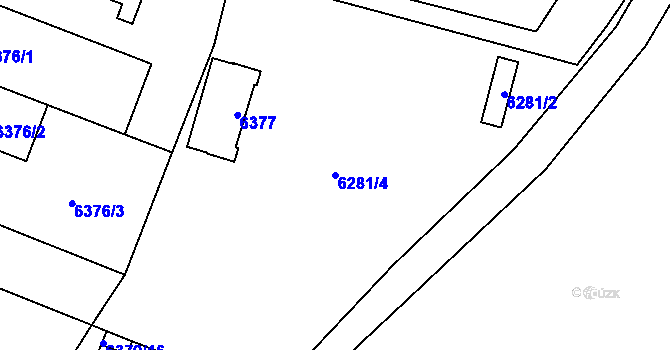 Parcela st. 6281/4 v KÚ Plzeň, Katastrální mapa