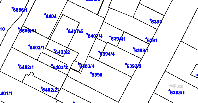 Parcela st. 6394/4 v KÚ Plzeň, Katastrální mapa