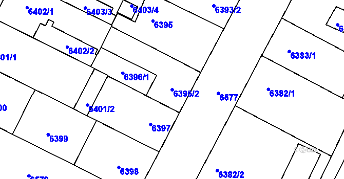 Parcela st. 6396/2 v KÚ Plzeň, Katastrální mapa